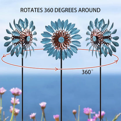 Garden Wind Spinners 360°, Outdoor Metal Windmill Yard Spinners Large 84 in Height 22 in Dia Dual Direction Dual Rotors Wind with Kinetic, Wind Spinner Outdoor Clearance for Yard and Garden Art Decor