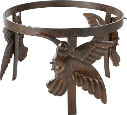 Wrought Iron Gazing Ball Stand for 10 or 12 Inch Gazing Balls – Low-Profile Garden Orb Holder, Outdoor Decorative Display for Yard, Patio, and Lawn Decor，Hummingbird