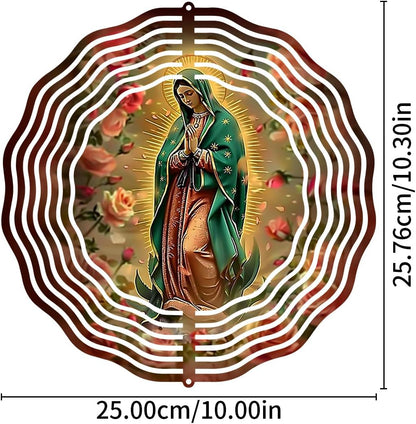 Virgin Mary Prayer Wind Spinner, Metal Wind Spinners Outdoor Indoor, Virgin Mary Hanging Garden Decor for Outside, Stainless Wind Spinners for Yard and Garden 10 inch 3D (25.76X25 CM)