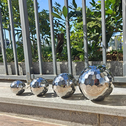 304 Stainless Steel Gazing Ball Sculptures Diamond Ball Decoration Mirror Hollow Decor Ball Reflective Garden Sphere Hollow Metal Ball Ornament Statues Gazing Globe for Home Garden (10 inch)