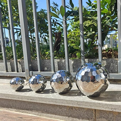 304 Stainless Steel Gazing Ball Sculptures Diamond Ball Decoration Mirror Hollow Decor Ball Reflective Garden Sphere Hollow Metal Ball Ornament Statues Gazing Globe for Home Garden (4 inch)