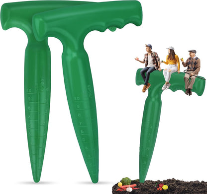2pcs Seed Planter Tool, 6.9" Dibber Garden Tool, Plastic Seed Dibbler for Planting, Bulb Digger Garden Planter with Handle for Sowing Seeds, Planting, Bulbs, Digging (Green)
