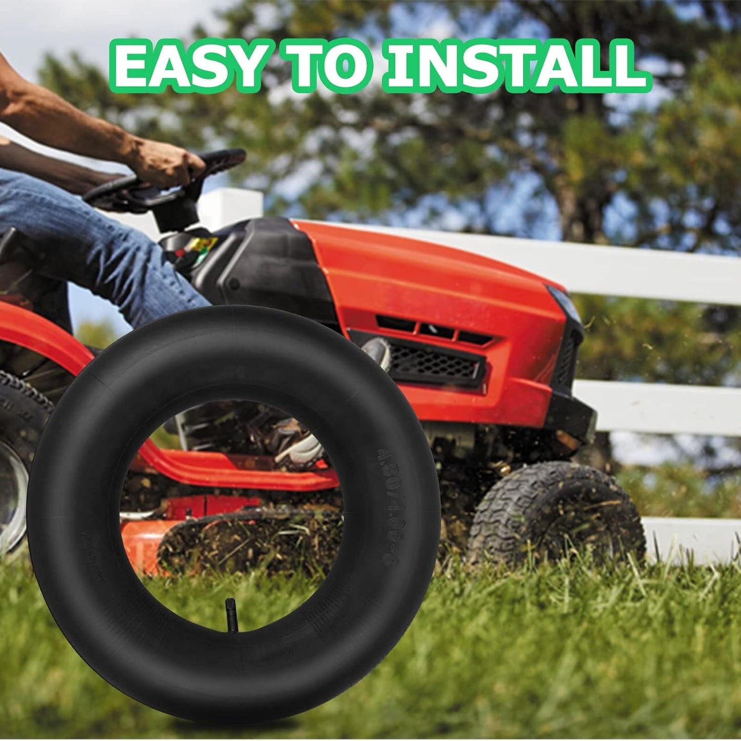 4.80/4.00-8" Inner Tube with Straight Valve Stem (2-Pack) - Heavy Duty Replacement Tire Tubes for Wheelbarrows, Mowers, Hand Trucks, Dollies