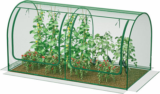 SPECILITE 98x49x49in Garden Plant Netting Mesh Cover for Raised Bed with Roll-up Zipper Door for Vegetables Fruits, Large Tunnel Gardening Net, Green