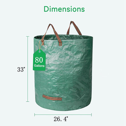 2-Pack 80 Gallon (33H x 26D Inches) Reusable Standable Yard Waste Bags with 4 Handles for Leaves, Debris, Grass Clippings, Garden Trash