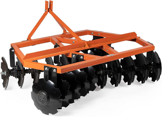 Titan Attachments 3 Point 6ft Notched Disc Harrow Plow Attachment for Cat 1 Tractors, Concave Discs for Tilling, Loosening and Lifting Soil