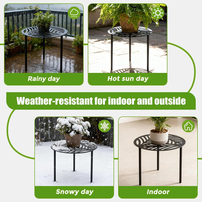5-Pack 12 Inches Large Heavy-duty Metal Plant Stands Flower Pot Holder for Indoor Outdoor Rust-proof Potted Planter Riser Modern Round Corner Stand Shelf for Living Room Patio Garden Yard, Black, 12" D x 12" H