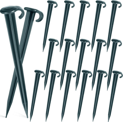 Vicenpal 18 Pcs 7 Inch Plastic Yard Stakes Inflatables Heavy Duty Plastic Garden Stakes for Tent Ground Replacement Outdoor Fence Lawn Pegs Landscape Staples Halloween Christmas Decorations (Green)