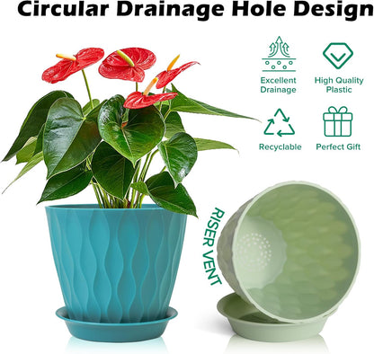 GARDIFE 7/6.5/6/5.5/5/4.5/4 inch Plant Pots, 7 Pack Flower Pots Indoor Outdoor, Planters with Drainage Holes and Tray Saucers (Color-Red)