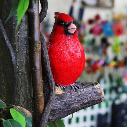 Tree Hugger Cardinal, Large Red Bird Garden Statue, Resin Figurine Hanging Tree Face Sculpture Yard Ornament