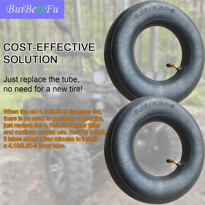 4.10/3.50-5 Inner Tube with TR-87 Bent Valve Stem (2-Pack) - Heavy Duty Replacement for Wheelbarrows, Mowers, Hand Trucks and More 4.10/3.50-5 11x4.00/4.50/6.00-5 Tire and Tube