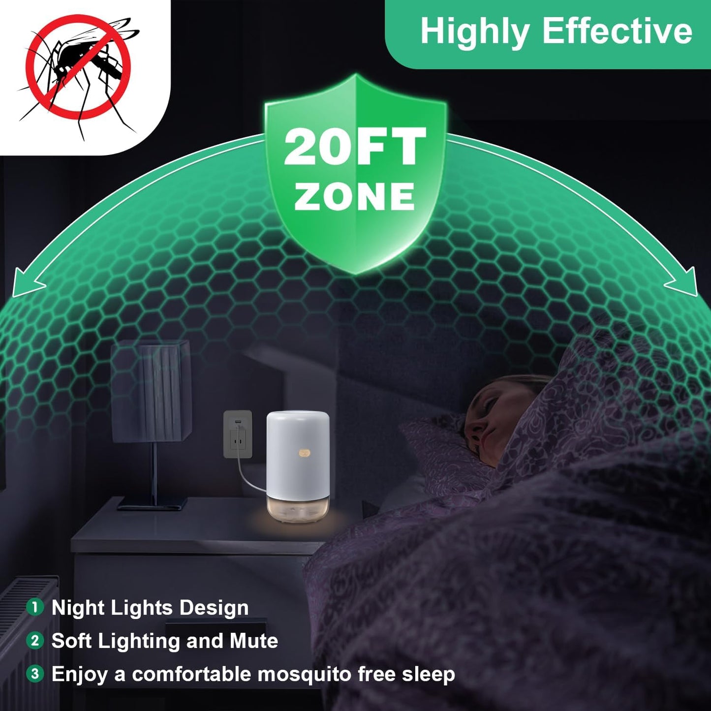 Mosquito Repeller, USB Electronic Mosquito Repeller Indoor Use, Includes 280 Hr Repellent Refill for Home, Bedroom, Office