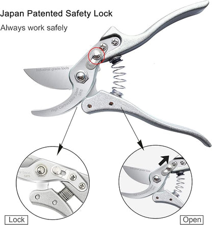 TONMA Pruning Shears for Gardening [Made in Japan] 8 Inch Bypass Garden Scissors Secateurs, Premium Japanese Gardening Tools Hand Pruner Clippers with Ergonomic Handle