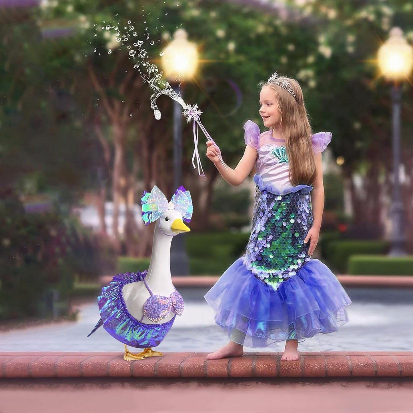 Mermaid Goose Outfit, 23-inch Halloween Porch Goose Outfit. Cute Goose Clothes for Cement Goose Statue Decor