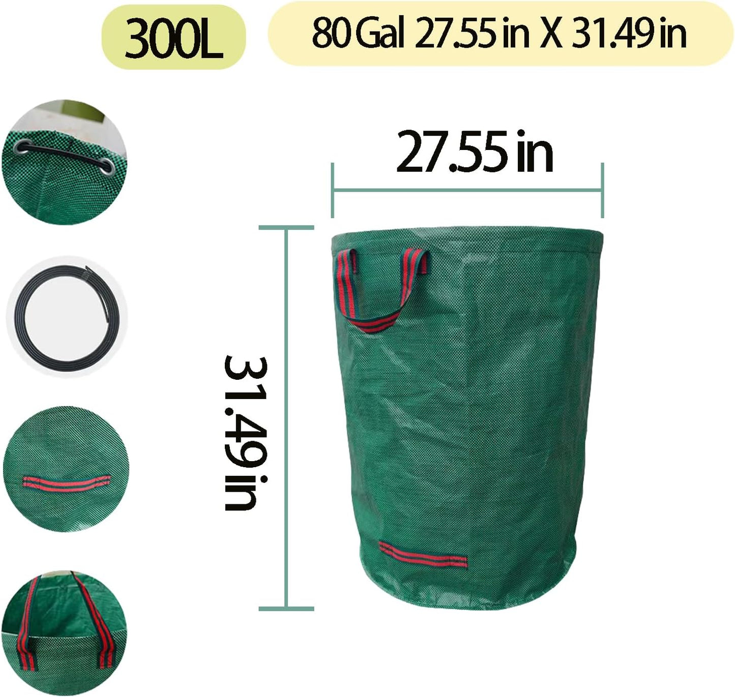 Reusable Yard Waste bags,Collapsible Leaf Bag with Gardening Gloves,Yard Debris Collapsible Bag With 4 Handles, for Leaves, Lawn Debris & Grass Clippings (80Gallon)