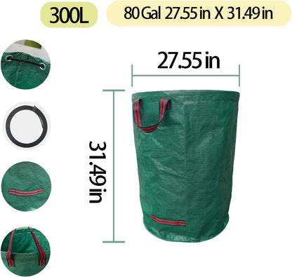 Reusable Yard Waste bags,Collapsible Leaf Bag with Gardening Gloves,Yard Debris Collapsible Bag With 4 Handles, for Leaves, Lawn Debris & Grass Clippings (80Gallon)