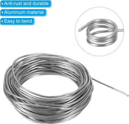 PATIKIL 2.5mm Bonsai Training Wire, Floral Wire Stems Anodized Aluminum Tree Wire 32.8 Feet Total for Gardening Branch Fixing, Silver Tone
