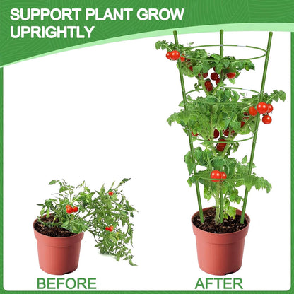 KLS 3 Pack Tomato Cage for Pots Plant Support, 48 Inches Tomato Cages for Garden Cucumber Trellis for Raised Bed, Pepper Cage Trellis Kit with Plant Tie and Clips (48")