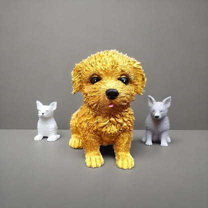 Dog Statue for Outdoor Maltese Dog Ornament Resin Bichon Frise Statue for Home Decor