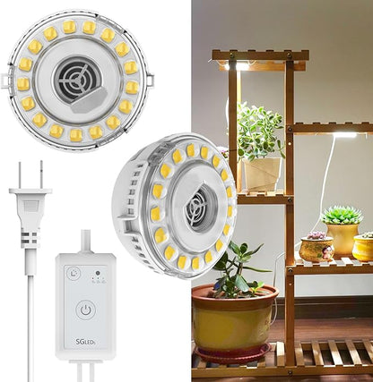 Grow Lights for Indoor Plants Full Spectrum, 2 Pack LED Puck Grow Lights, 4/8/12H Cycle, 4 Dimmable Brightness, 150 Watt Equivalent Growing Lamp for Indoor Growing and Seed Starting
