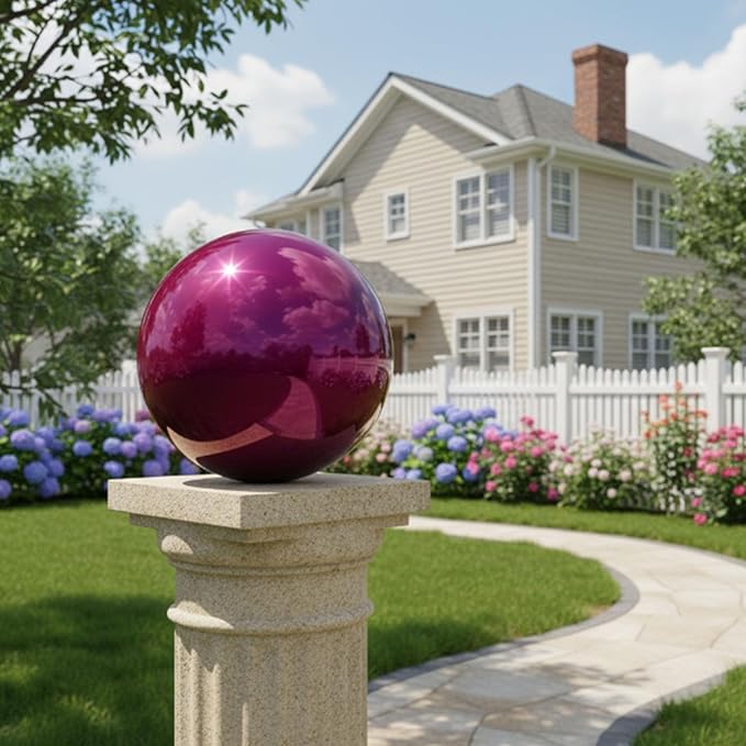 Decorative Garden Gazing Ball, Home Garden Gazing Globe Mirror Balls, Polished Stainless Steel Shiny Sphere, Ideal As a Housewarming Gift (Dia:30cm/12 inches)