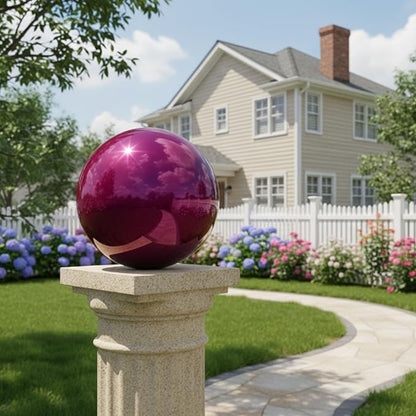 Decorative Garden Gazing Ball, Home Garden Gazing Globe Mirror Balls, Polished Stainless Steel Shiny Sphere, Ideal As a Housewarming Gift (Dia:30cm/12 inches)