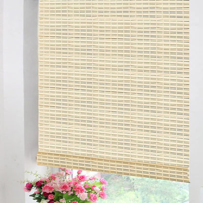 LETAU Cordless Wood Window Roller Shades, Bamboo Light Filtering Window Blinds for Indoor Home, Office, Kitchen, Pattern 7