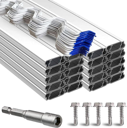 Greenhouse Spring Wire & Lock Channel 6.6 ft - PVC Coated Spring Wire & Aluminum U-Channel Bundle, Farmer Greenhouse Poly Film or Shade Cloth Attachment, 200 Mounting Screws Included [40 Pack]