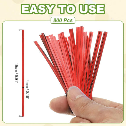 PATIKIL Bag Twist Ties 6 Inch, 800 Pcs Metallic Bread Ties for Treat Plastic Bags Gift Wrapping Candy Coffee Bag Plant Party Cake Favor, Red