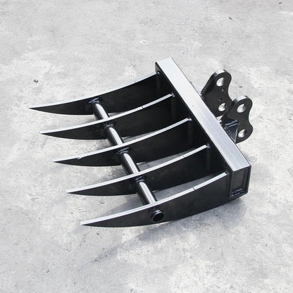 Mini Excavator Attachment Rake, Metal Wide Backhoe Rake Fit for 0.8T-1.5T Mini Excavators - Upgraded High-Thickness Steel‌ - Replace Hydraulic Tilt Excavator Attachment
