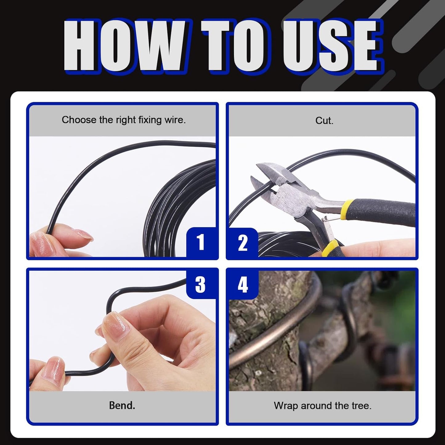 Glarks 4 Rolls Bonsai Wires Kit, 2mm 3mm 1mm 1.5mm Aluminum Bonsai Training Wire Tree Branches with Wire Cutter, 164 Feet Anodized Aluminum Set for Holding Bonsai Branches Small Trunks