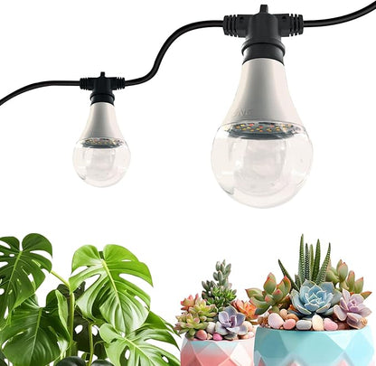 Hanging Grow Light String Bulbs LED Growth Bulb A25, Full Spectrum Plant Light E26 Base 15W, houseplant Growting lamp, Greenhouse Indoor or Outdoor (3 Lights and Cord)