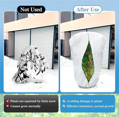 Plant Covers Freeze Protection, Frost Blankets for Outdoor Plants with Drawstring and Zipper, 2.5 oz/yd² 7.9 X 6.6 Ft, Reusable Winter Plant Protector Bag for Protect Trees Shrubs from Cold Frost