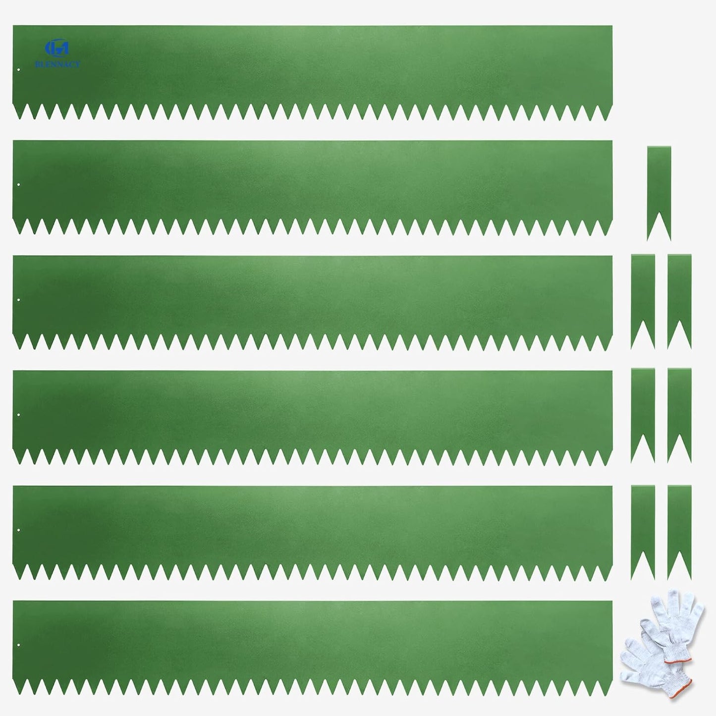 Metal Landscape Edging 6 Pack 40" L x 6" H,Galvanized Bendable Metal Garden Edging,Hammer- in Steel Landscape Edging with a Pair of Gloves and 7 Clips,Green (20 FT Total)