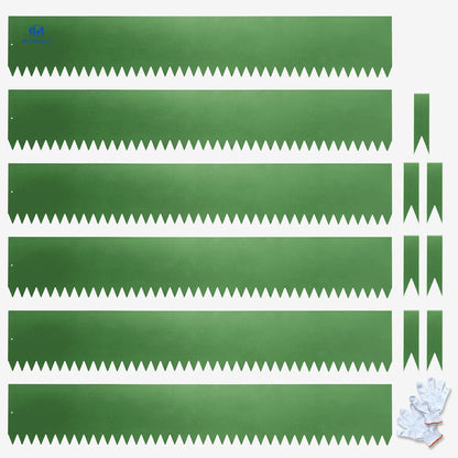 Metal Landscape Edging 6 Pack 40" L x 6" H,Galvanized Bendable Metal Garden Edging,Hammer- in Steel Landscape Edging with a Pair of Gloves and 7 Clips,Green (20 FT Total)