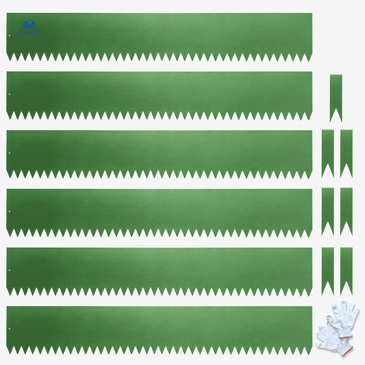 Metal Landscape Edging 6 Pack 40" L x 6" H,Galvanized Bendable Metal Garden Edging,Hammer- in Steel Landscape Edging with a Pair of Gloves and 7 Clips,Green (20 FT Total)
