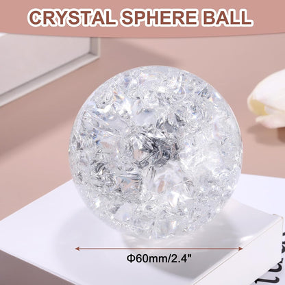 uxcell 60mm/2.4" Crystal Sphere Ball Ice Cracked Glass Solid Decorative Sphere Crystal Ball Prop Ornament for Feng Shui Divination Fortune Telling Tabletop Fountain Decoration, Clear