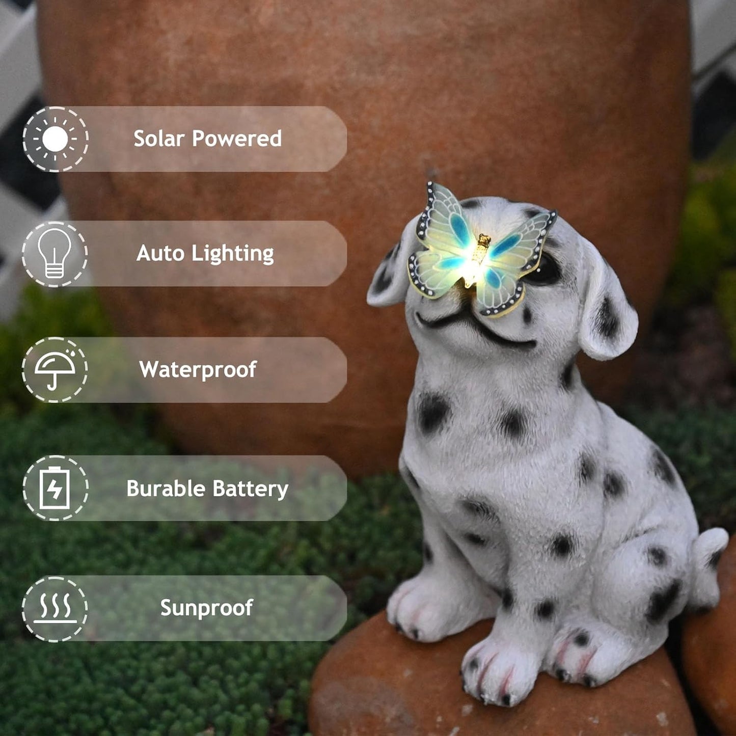 Cat Garden Figurines Outdoor Decor Solar Statue with LED Lights for Patio Lawn Yard Art Decoration Housewarming Garden Gift