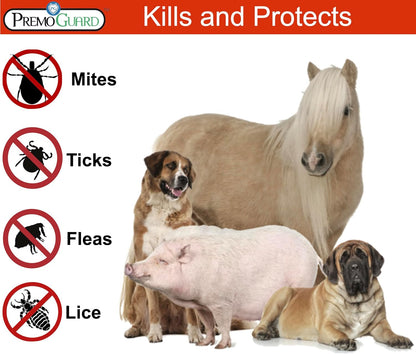 Premo Guard Pet Protector Spray - 128 oz - Kills Mites, Fleas, Ticks, & Mosquitoes - for Dogs, Cats, & Home - Natural Plant Based Oils for Control, Prevention & Treatment - Family Safe