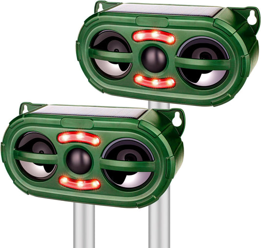 Ultrasonic Animal Repeller,Solar Pest Animal Repellent,Squirrel Repellent,Animal Deter Devices Outdoor,Cat Repellent Outdoor with Motion Sensor & Flashing Light for Yard（2 Pcs）