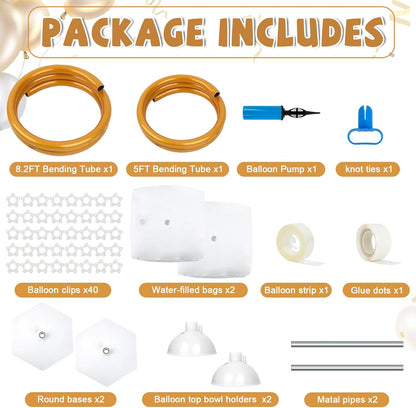 Balloon Arch Kit, Adjustable Balloon Arch Stand: Balloon Arch Frame Garden Arbors with Base - for Wedding Baby Shower Birthday Party Supplies Decorations (Gold)