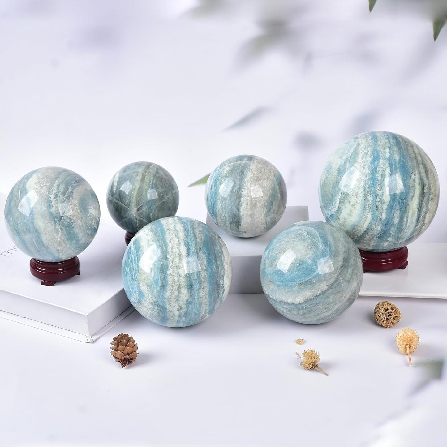 JIC Gem Natural Large Healing Crystal Sphere Ball Trolleite Crystal Decorative Ball Chakra Meditation Fengshui (100-110mm)