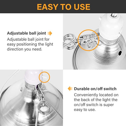 Simple Deluxe Clamp Lamp Light 60 Watt with 5.5 Inch Aluminum Reflector (no Bulb Included), 6 Feet Cord, 1 Pack, White