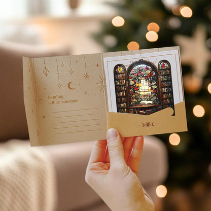 Flower Library Bookish Acrylic Suncatcher Stained Glass Effect Window Car Hanging Christmas Ornament Indoor Outdoor Decor Garden Bookworm Sun Catcher Book Lover for Women Mom Grandma