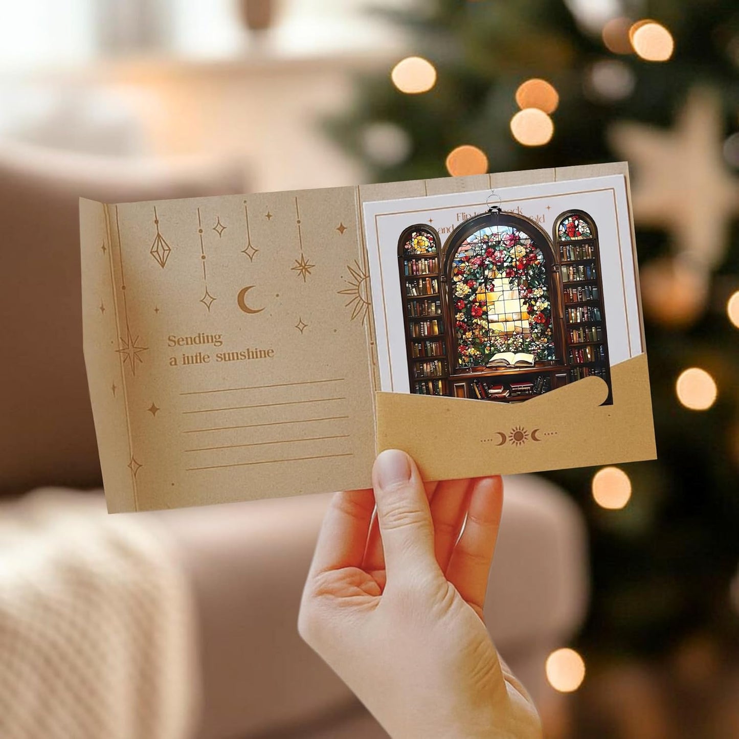 Flower Library Bookish Acrylic Suncatcher Stained Glass Effect Window Car Hanging Christmas Ornament Indoor Outdoor Decor Garden Bookworm Sun Catcher Book Lover for Women Mom Grandma