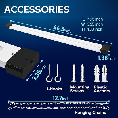 hykolity 5000K LED Shop Light Linkable, 4FT Daylight 42W LED Ceiling Lights for Garages, Workshops, Basements, Hanging or FlushMount, Power Cord with Pull Chain, 4400lm, ETL- 1 Pack