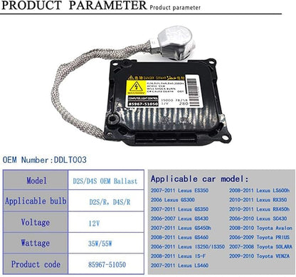 O-NEX Xenon D2S D4S 35W HID Ballast DDLT003 Factory OEM Direct Replacement Control Unit Module for