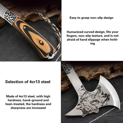 Multi-Functional Outdoor Axe - Garden Hatchet for Camping, Survival, and Tree Cutting - Portable Durable Design for Outdoor Enthusiasts