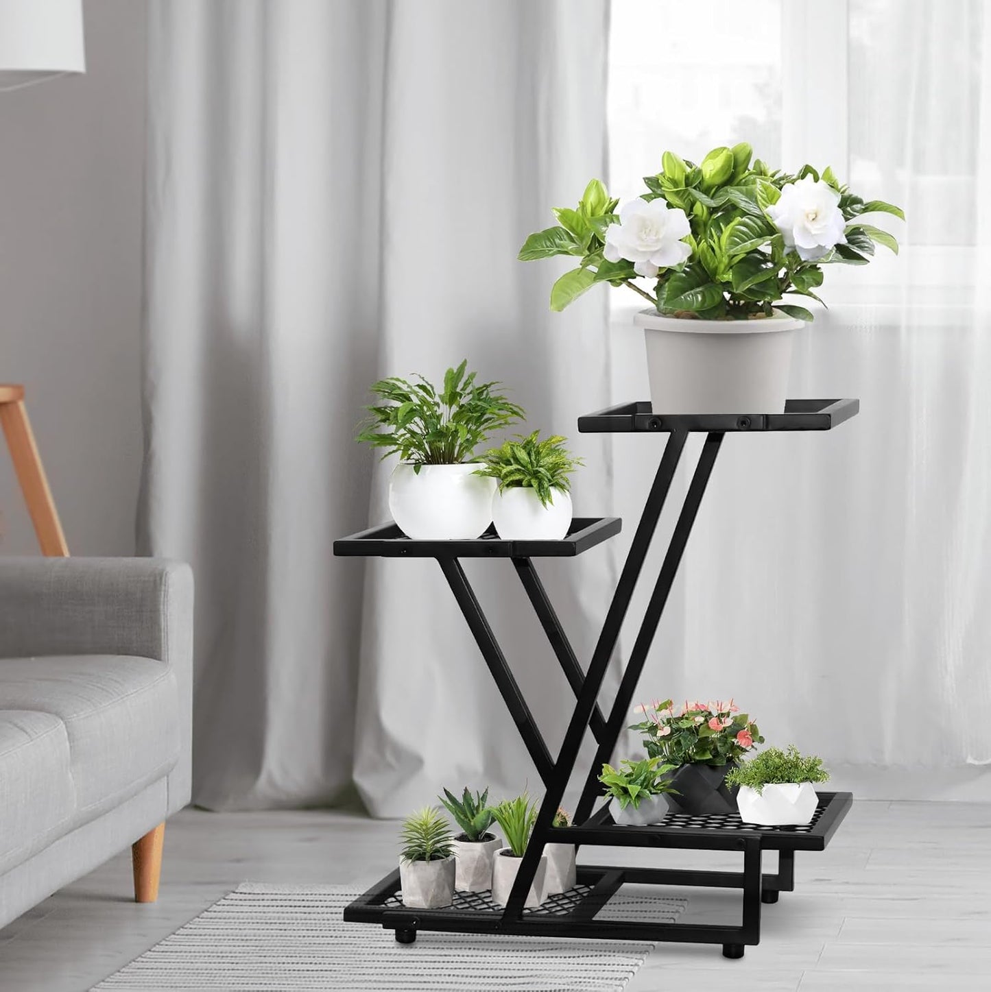 4Tier plant stand，outdoor plant stands for patio，Planter Display ShelvingIndoor Outdoor，Multiple Flower Pot Holder， suitable for garden corners, balconies, and living rooms