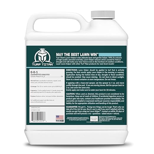 Turf Titan Lawn Kelper - Seaweed Fertilizer for Plants and Lawns - Liquid Lawn Fertilizer Feeds and Protects - Liquid Seaweed Fertilizer for Nutrient Absorption - 1 Gallon